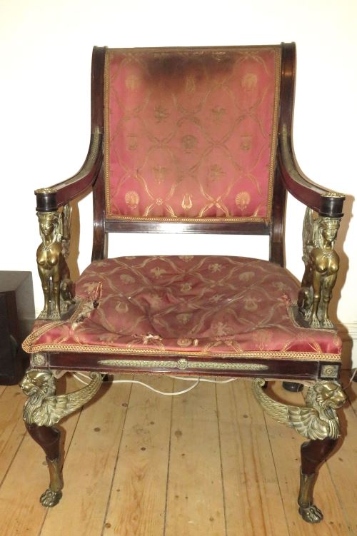 A fine Georgian mahogany chair in the Egyptian revival style